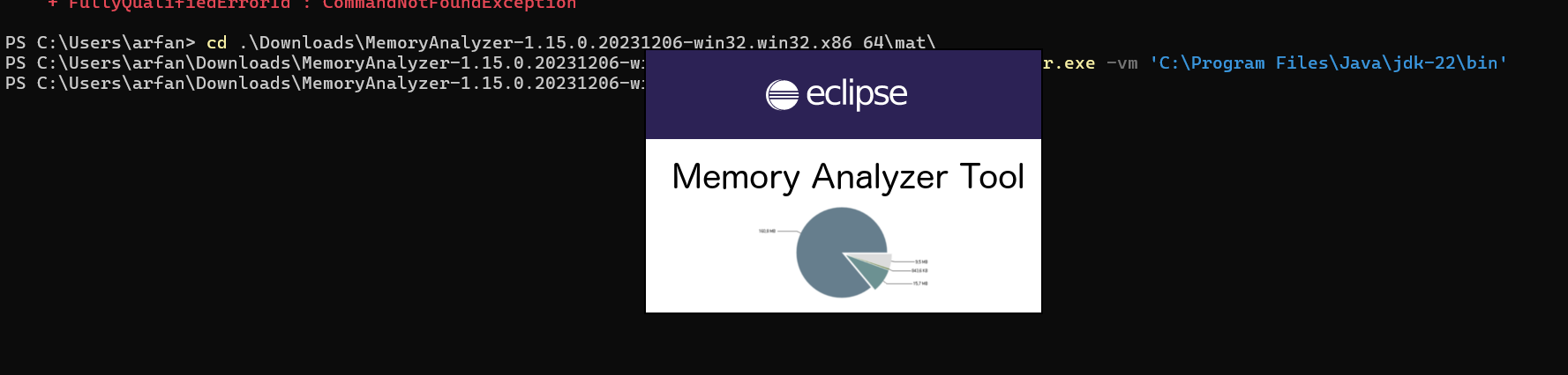 open memory analyzer using terminal